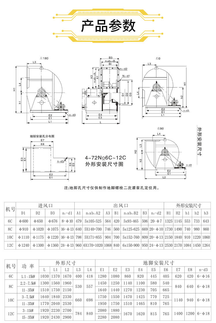 4-72玻璃鋼離心風機尺寸規(guī)格